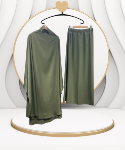 2 قطعة جلباب خمار مع تنورة