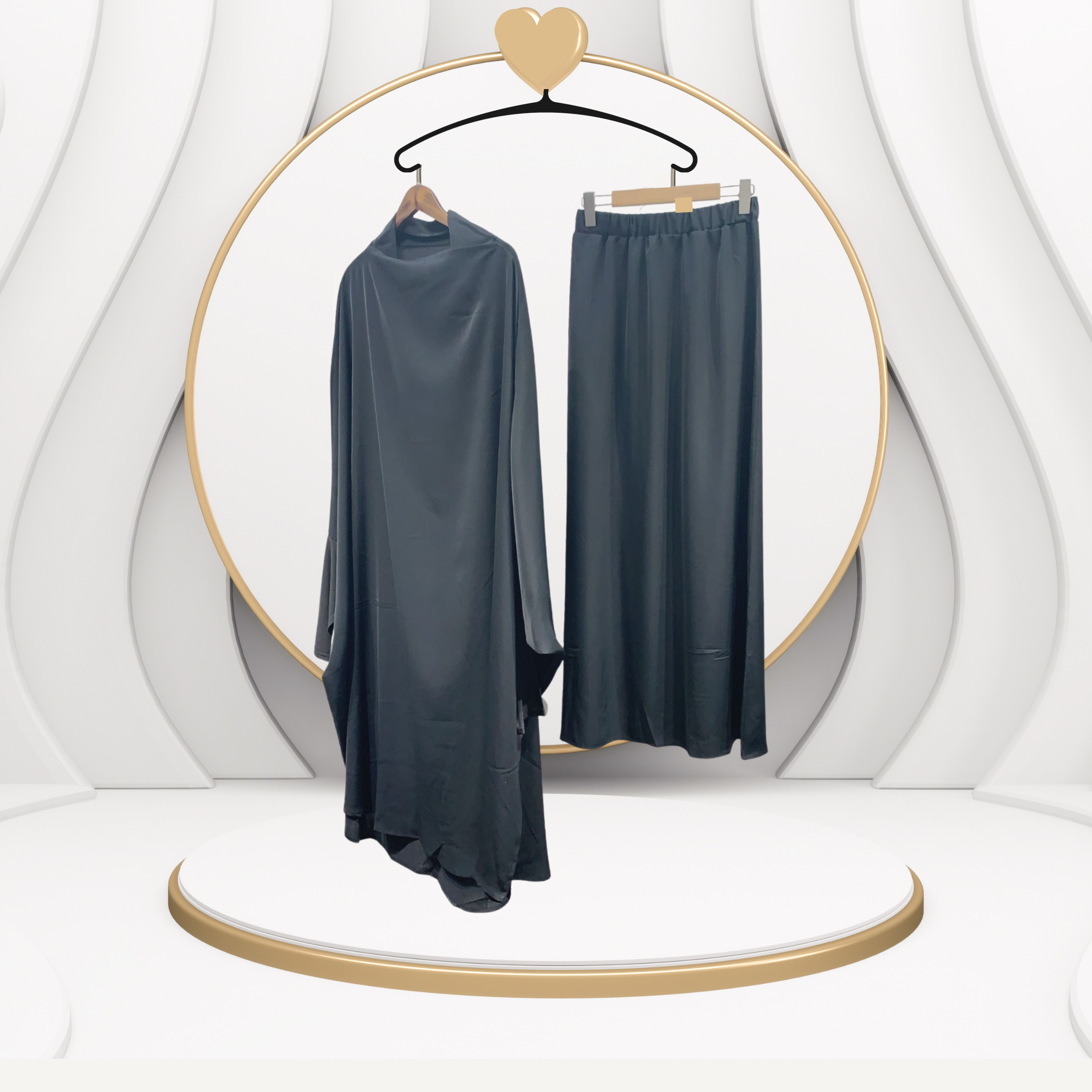 2 Piece Jilbab Khimar With Skirt