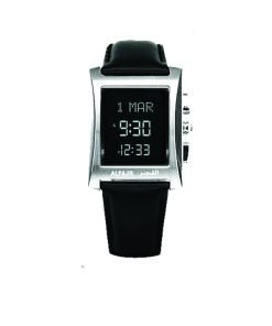 ساعة الفجر الكلاسيكية الجلدية LCD: WL-08L أبيض|