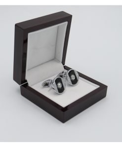 Chrome Crystal Cuff-links|