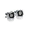 Chrome Crystal Cuff-links