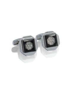 Chrome Crystal Cuff-links