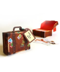 صندوق حقيبة سفر صغير: تصميم من الجلد البني - مجموعة أشغال يدوية ورقية