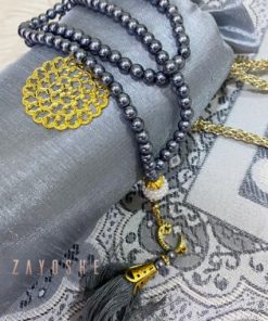 Prayer Rug With Pouch And Matching Tasbeeh - Grey