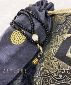 Prayer Rug With Pouch And Matching Tasbeeh in Black