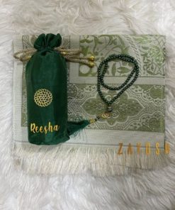 Prayer Rug With Pouch And Matching Tasbeeh in Green