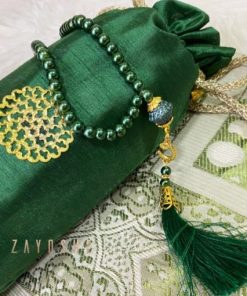 Prayer Rug With Pouch And Matching Tasbeeh in Green