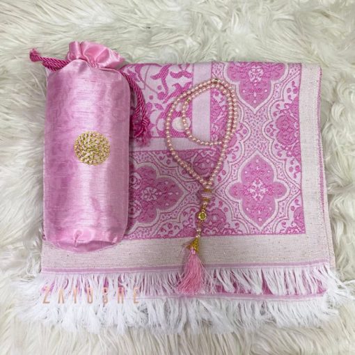 Prayer Rug With Pouch And Matching Tasbeeh – Pink