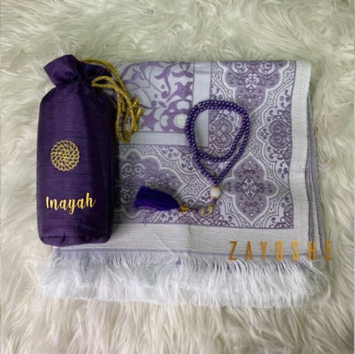 Prayer Rug With Pouch And Matching Tasbeeh in Green