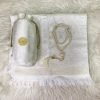 Prayer Rug with Matching Tasbeeh and Pouch in white color