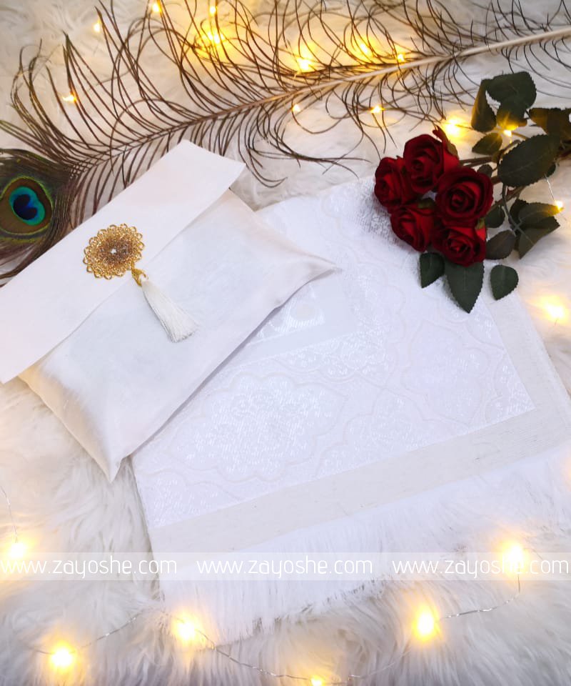 white Prayer Rug With Pouch