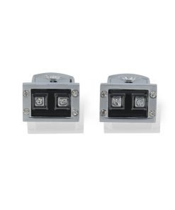 Rectangle Chrome with Crystal Cuff-links