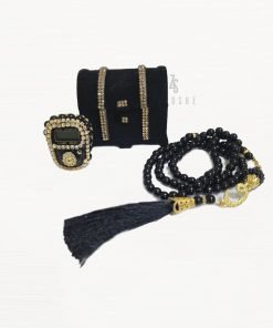 صندوق هدايا على الصدر مع عداد رقمي وتسبيح - أسود