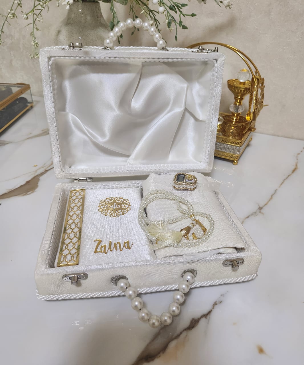 White Velvet Islamic Gift Set