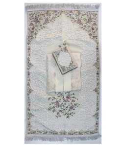 Sundus Islamic Gift Set - Prayer Rug + Prayer Dress + Quran Cover - Beige