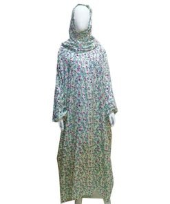 فستان صلاة زهري أبيض مع شيلة|